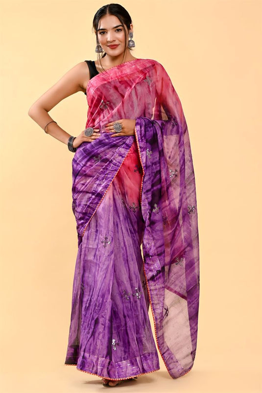 Pink And Purple Color Amazing Casual Cotton Saree