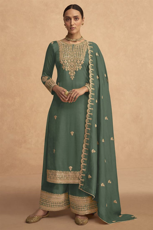 Sea Green Color Wonderful Georgette Palazzo Suit