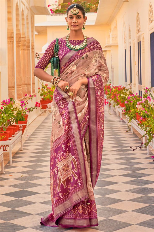 Floral Printed Function Wear Heavy Rani Art Silk Saree