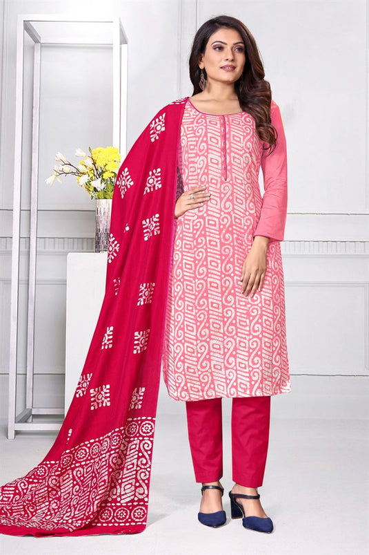 Pink Color Fancy Fabric Pleasant Salwar Suit With Printed Work