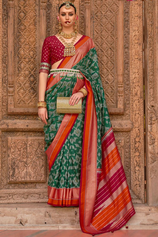 Art Silk Fabric Green Color Soothing Casual Saree