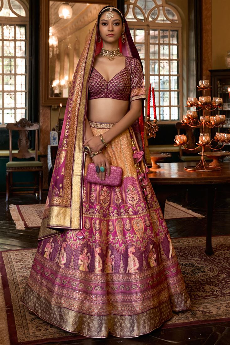 Latest Dusty Purple Georgette Sequence Embroidered Wedding L