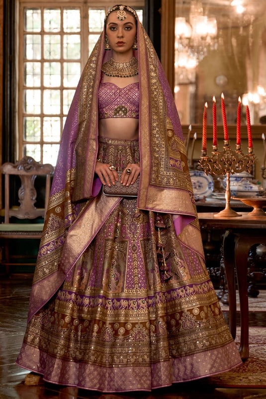 Gorgeous Lavender Color Wedding Wear Silk Lehenga
