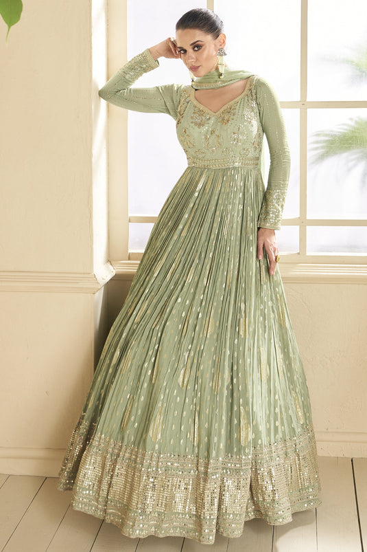 Buy Of Georgette Sea Green Color Anarkali Dress Online