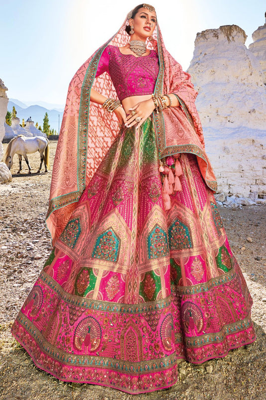 Multicolor Bridal Lehenga Choli With Art Silk Dupatta Latest 2402LG06
