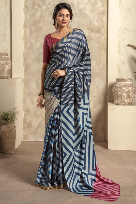 Marvelous Printed Satin Silk Multi Color Saree