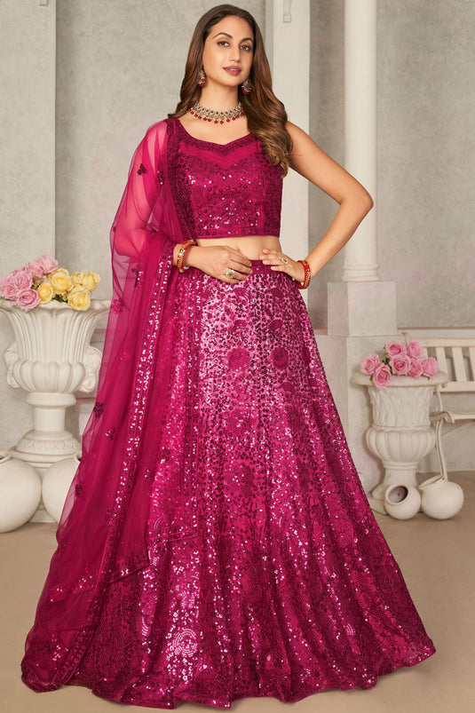 Rani Sequins Embroidery Net Lehenga Choli