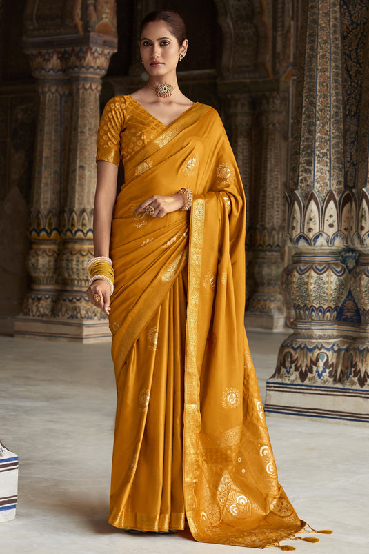 Eye Catching Yellow & Pink Mirror Work Designer Saree ( Festival Discount )  #28971 | Buy Indian Sarees Online