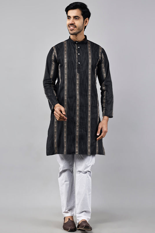 Cotton Black Magnificent Readymade Men Kurta Pyjama