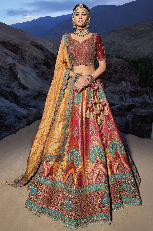 Banarasi Silk Yellow Bridal Lehenga Choli Online India USA UK Canada –  Sunasa