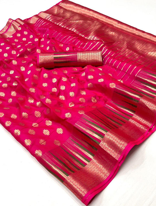 Rani Exclusive Handloom Weaving Art Silk Fabric Sarees