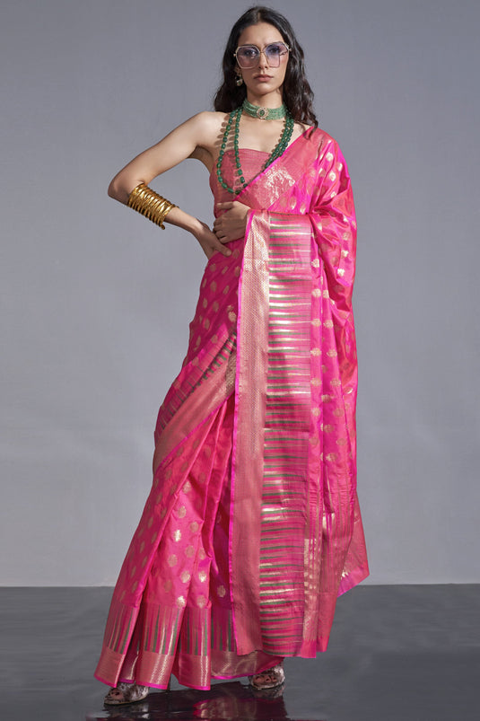 Rani Exclusive Handloom Weaving Art Silk Fabric Sarees
