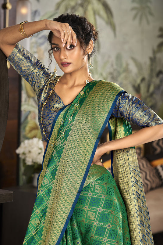 Imperial Green Color Festive Look Art Silk Saree With Weaving Designs