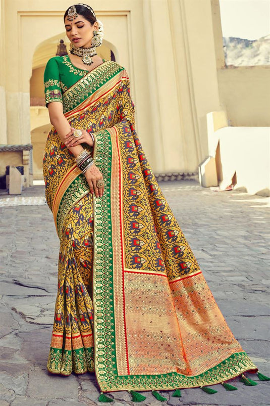 Appealing Patola Style Silk Border Work Festive Wear Designer Saree