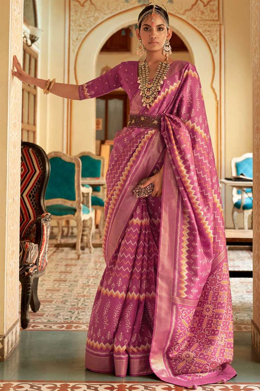 Pink Color Art Silk Fabric Beautiful Festive Look Saree