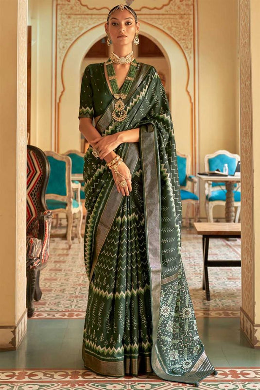 Dark Green Color Art Silk Fabric Glorious Festive Look Saree