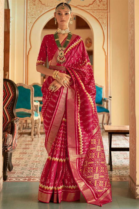 Art Silk Fabric Red Color Lovely Festive Look Saree