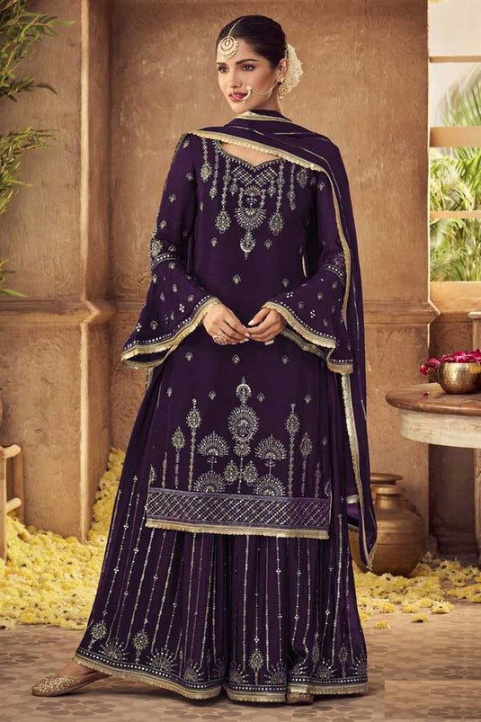 Vartika Singh  Georgette Fabric Purple Color Superior Palazzo Suit