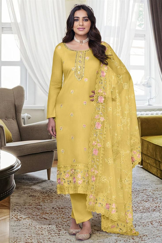 Viscose Fabric Yellow Color Winsome Festival Look Salwar Suit