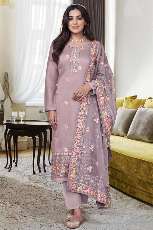 Viscose Fabric Lavender Color Superior Festival Look Salwar Suit