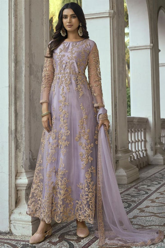 Radiant Lavender Color Net Fabric Function Style Anarklai Suit