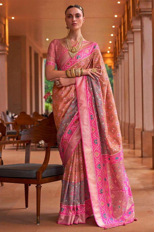 Chikoo Color Function Wear Patola Silk Exceptional Saree