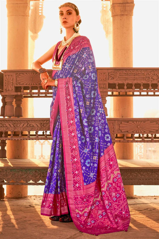 Purple And Pink Color Classic Saree