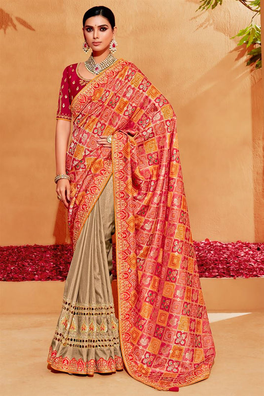 Phenomenal Embroidered Designs Multi Color Silk Saree