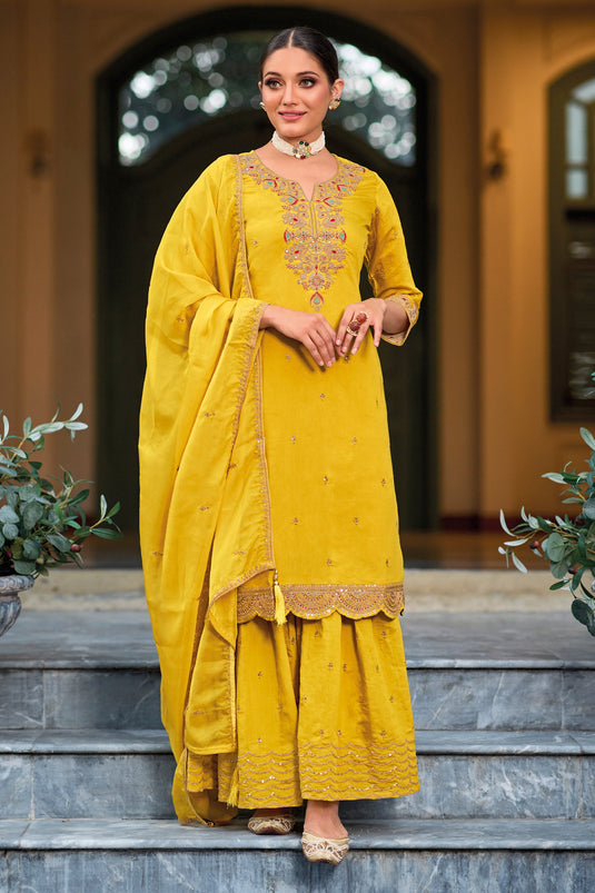 Georgette Yellow Color Salwar Kameez, Size: XL at Rs 1250 in Surat | ID:  7360925648