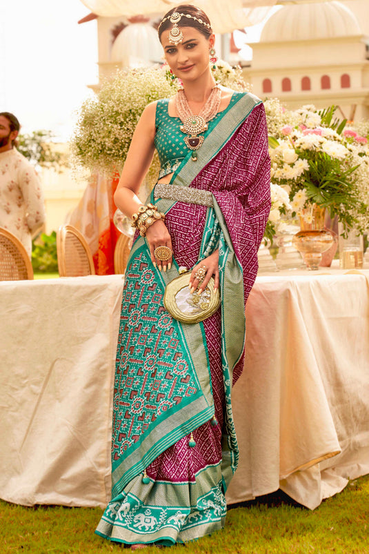Attractive Maroon Color Art Silk Fabric Printed Patola Saree