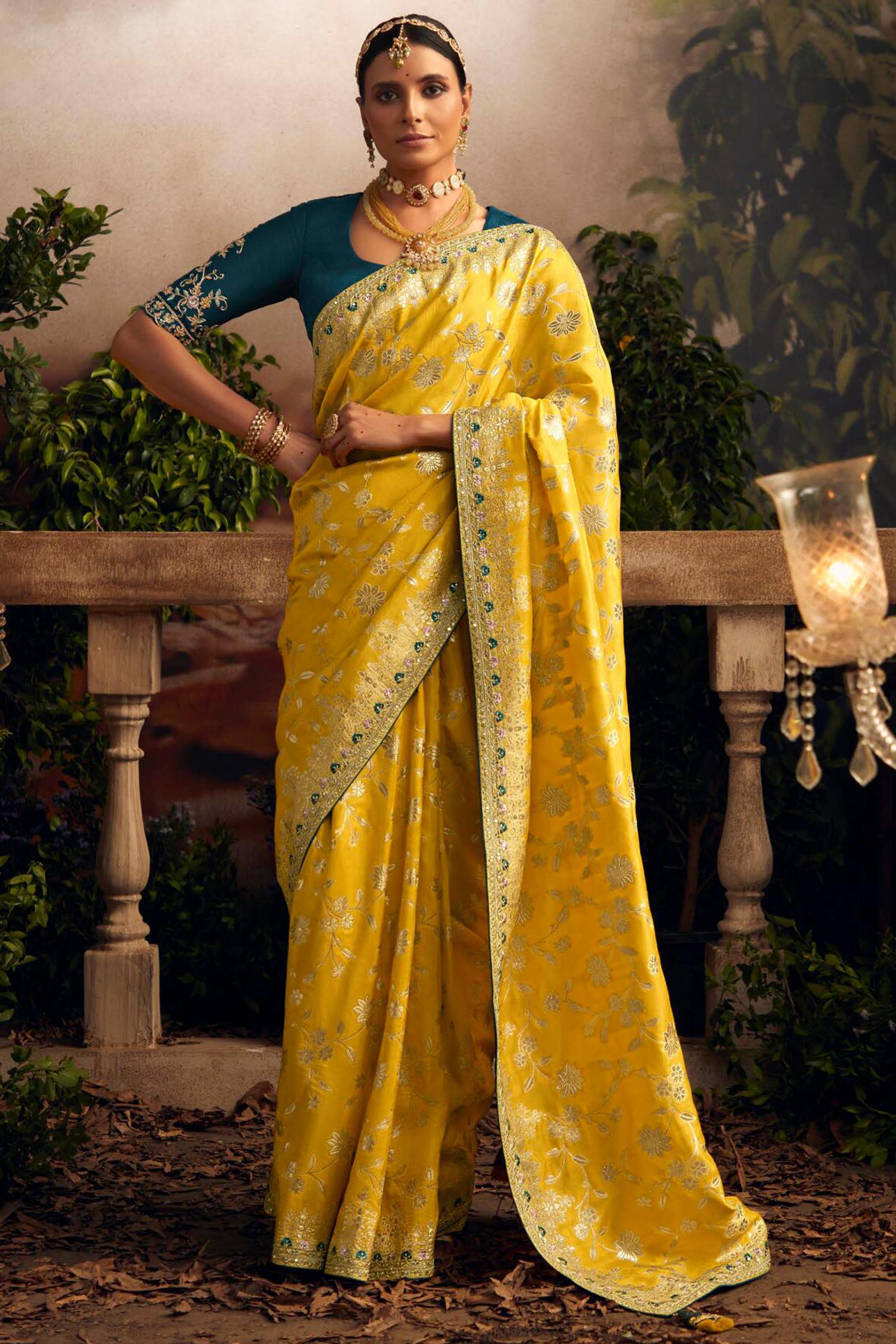 Mustard Yellow Color Silk Readymade Sleeveless Blouse – ShopBollyWear.Com