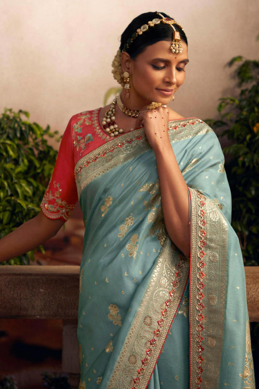 Amazing Sky Blue Color Designer Sequence Saree Buy Now – Joshindia