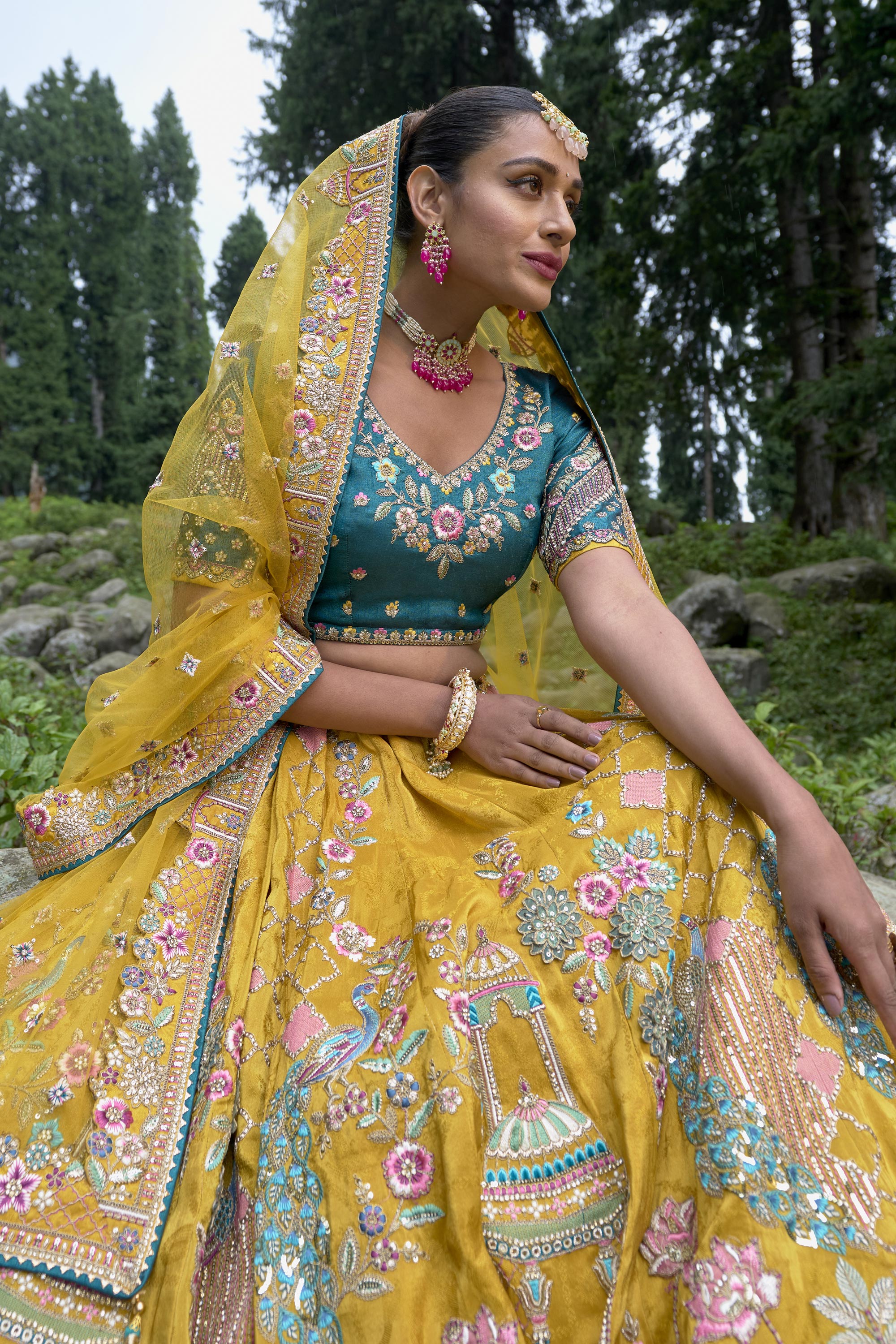 Buy Indian Bridal Lehenga Choli | Designer Wedding Lehengas Online UK:  Mustard