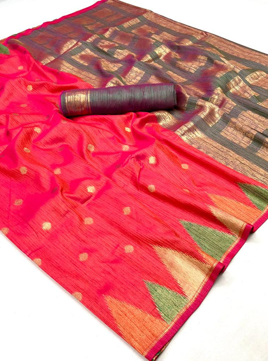 Pink Color Art Silk Fashionable Handloom Weaving Saree