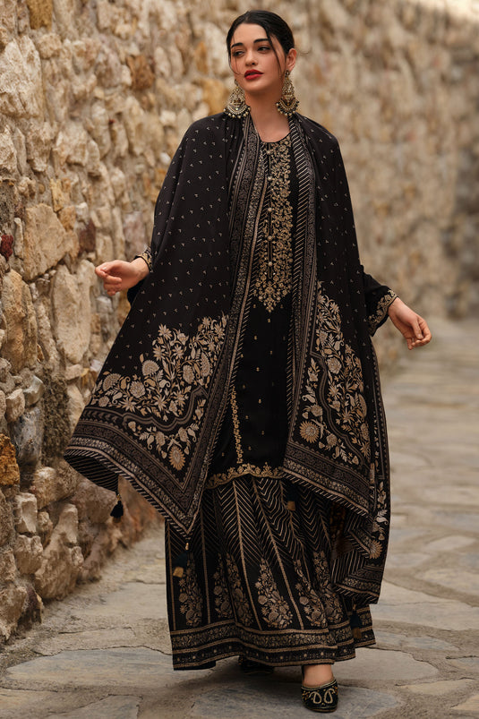 Delight Black Georgette Palazzo Salwar Kameez