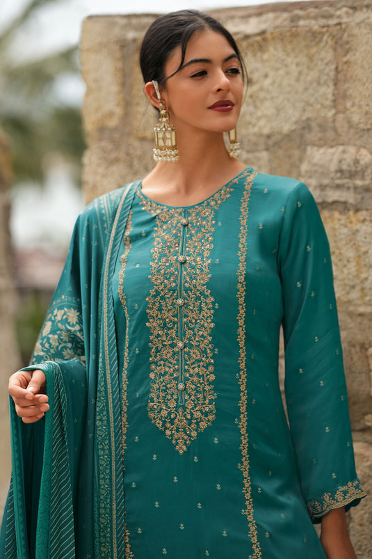 Exclusive Georgette Cyan Palazzo Salwar Suit