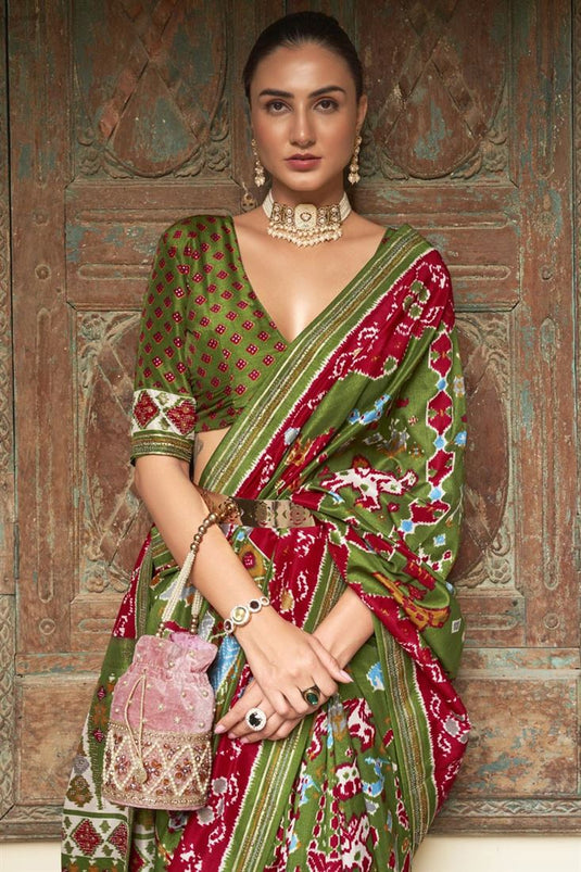 Burgundy Mehndi Silk Designer Traditional Saree