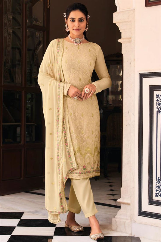 Beige Color Function Wear Delicate Salwar Suit In Georgette Fabric