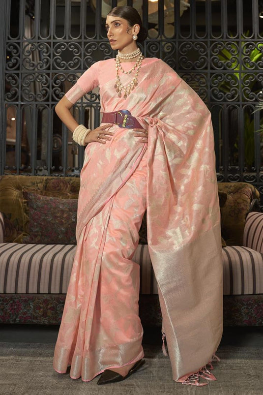 Peach Color Art Silk Fabric Splendid Party Look Saree