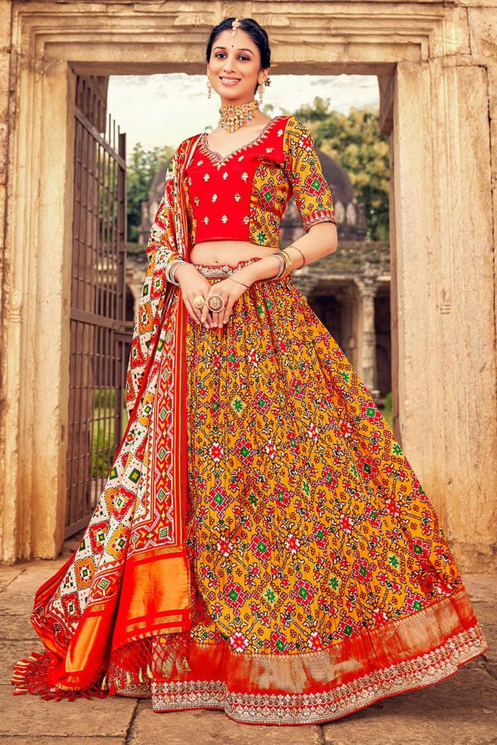 Art Silk Fabric Mustard Color Beautiful Look Readymade Lehenga