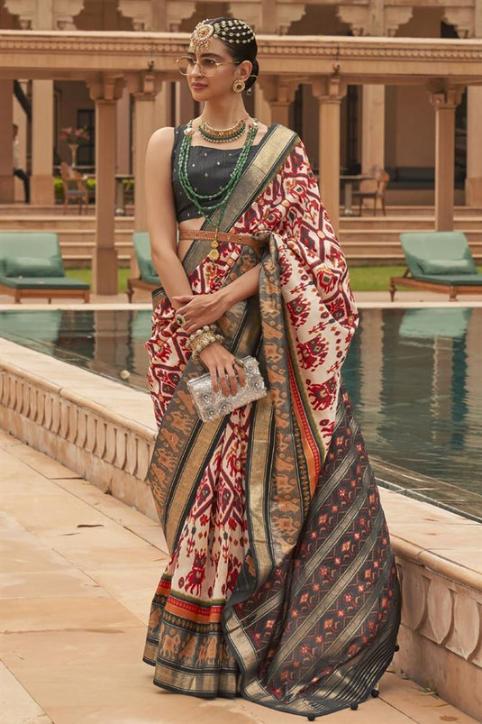 Cream Color Art Silk Fabric Vivacious Patola Saree