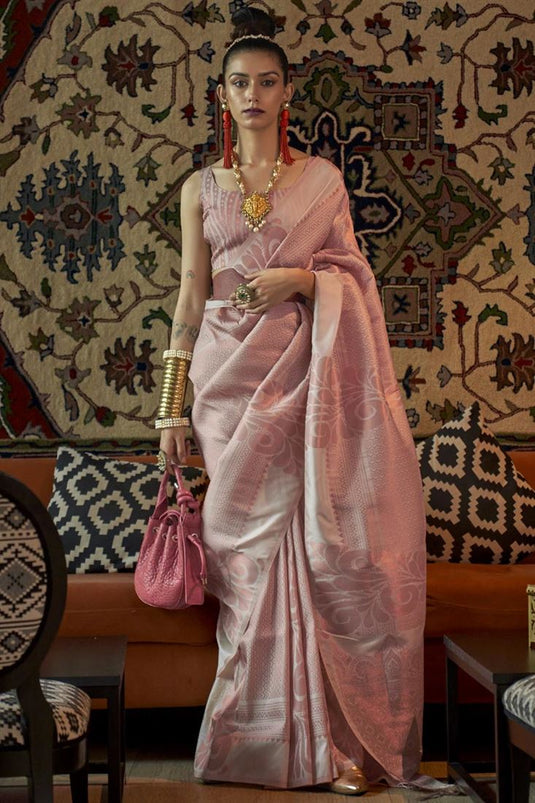 Peach Color Glorious Art Silk Weaving Designs Saree