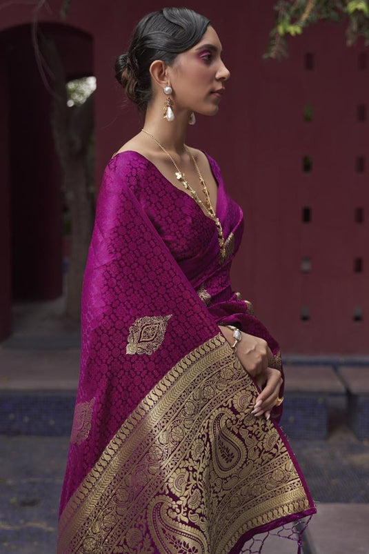 Rani Pink Zari KK Pure Linen Sarees – Dailybuyys