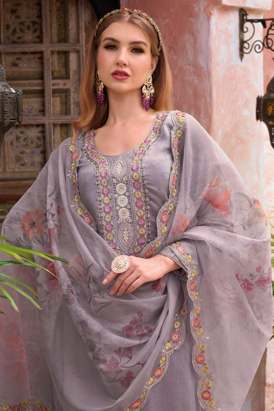 Imperial Lavender Color Art Silk Fabric Function Wear Salwar Suit