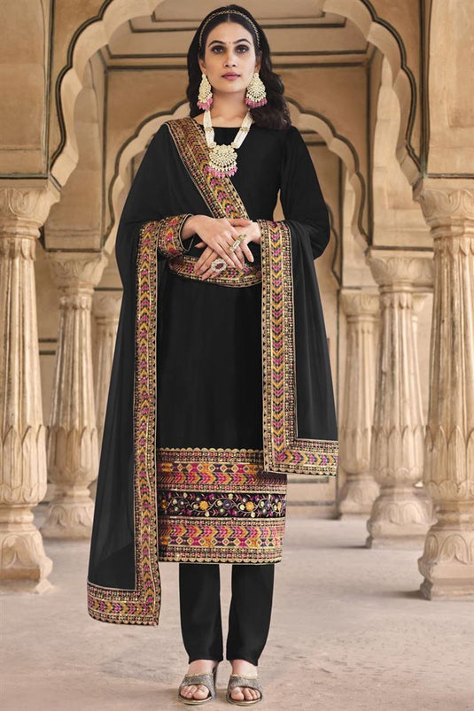 Black Color Function Wear Classic Velvet Salwar Suit