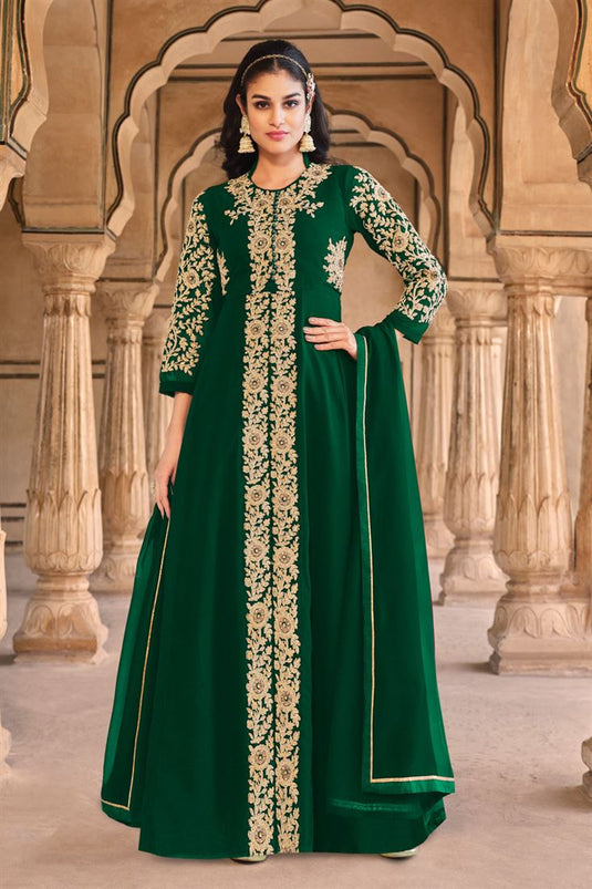 Green Color Georgette Fabric Function Wear Divine Anarkali Suit