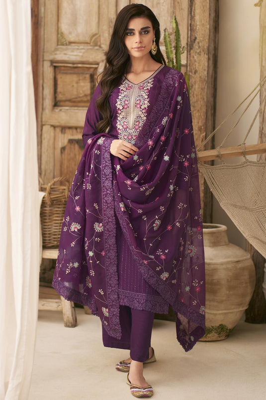 Buy Purple color net party wear straight cut salwar kameez in UK, USA and  Canada