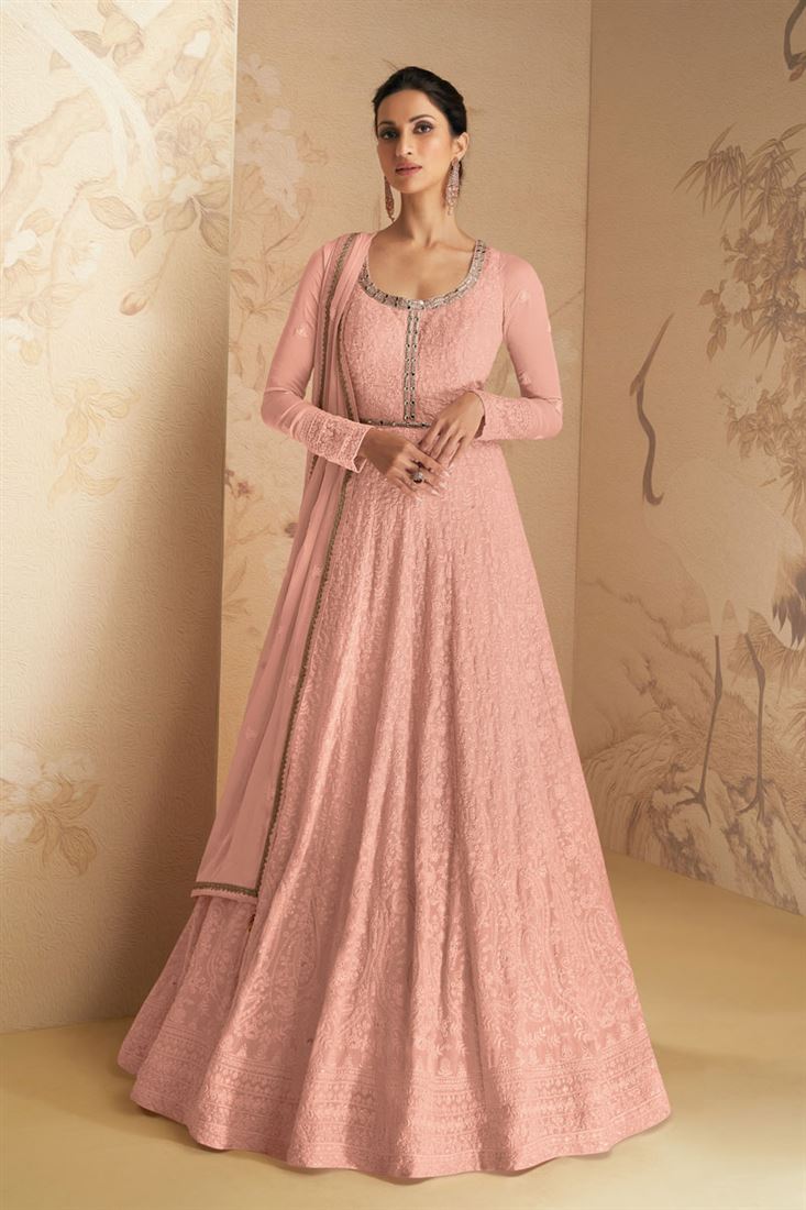 Peach colour cheap frock suit