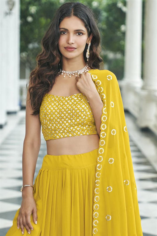 Vartika Singh Yellow Color Beatific Look Georgette Lehenga