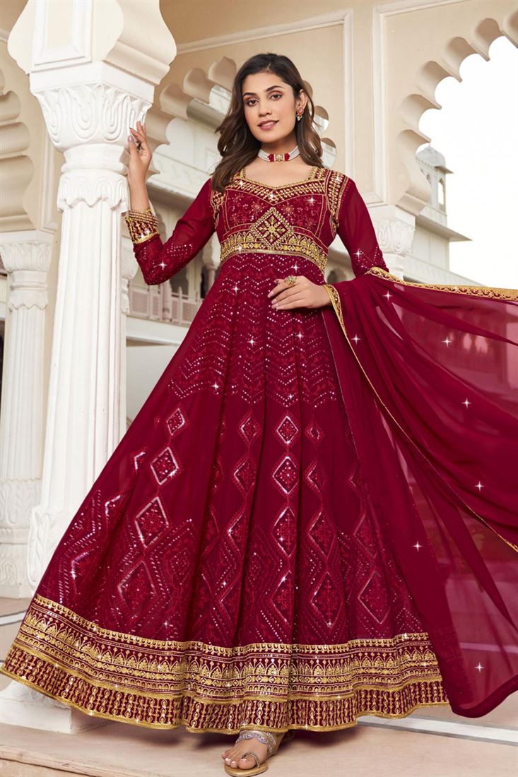 Wine colour clearance anarkali